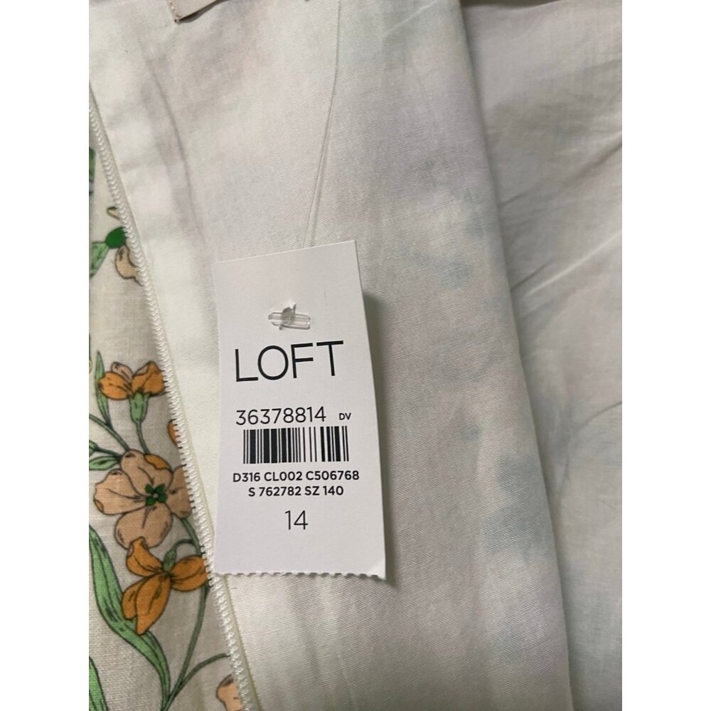 NWT Loft Women's Floral Linen Blend Long Sleeve Shift‎ Dress Size 14 - Picture 8 of 11